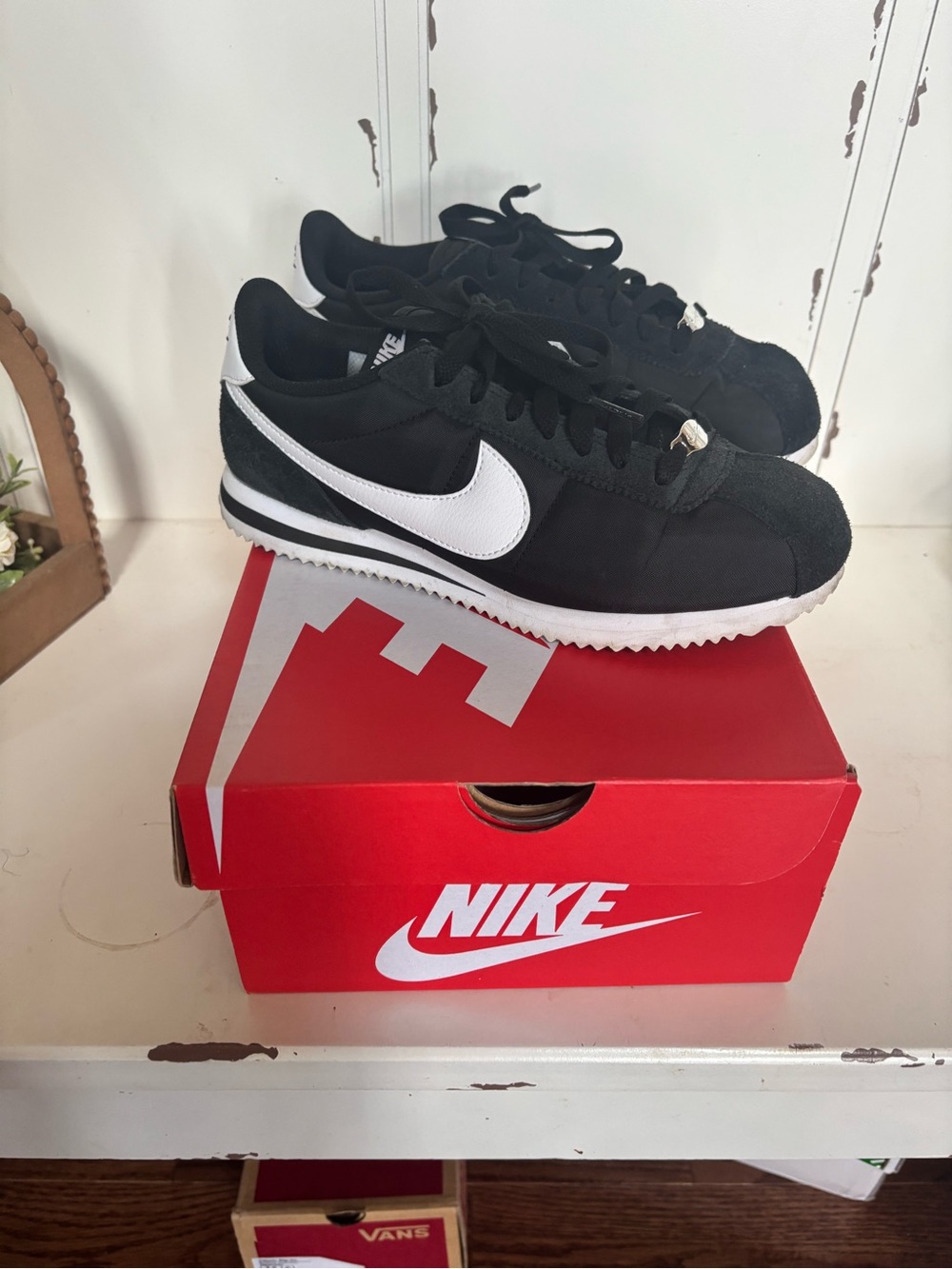 Nike Women's Black and White Classic Cortez Athletic Shoes